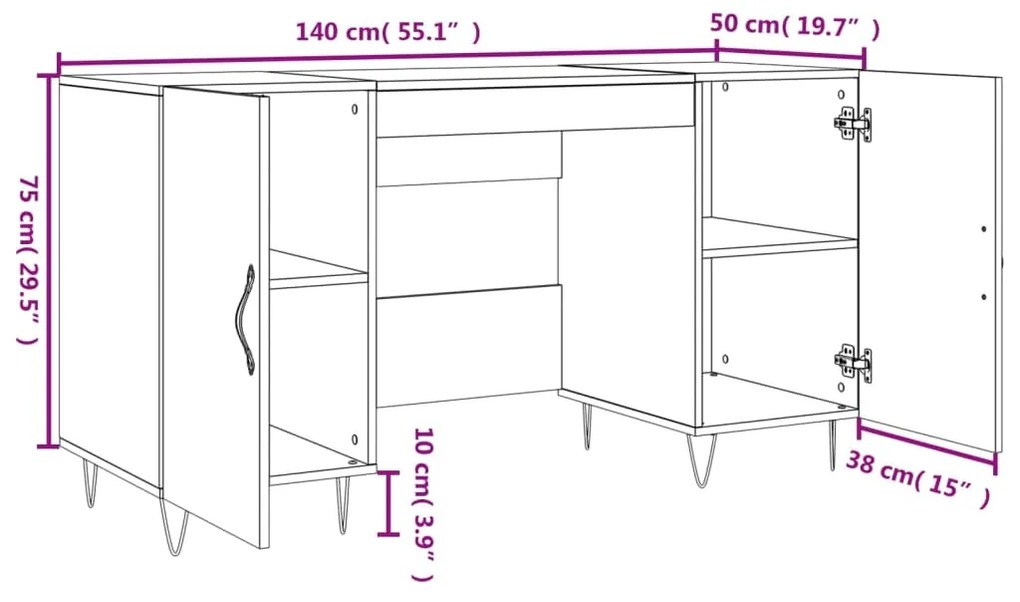 Γραφείο Sonoma Δρυς 140 x 50 x 75 εκ. από Επεξεργασμένο Ξύλο - Καφέ