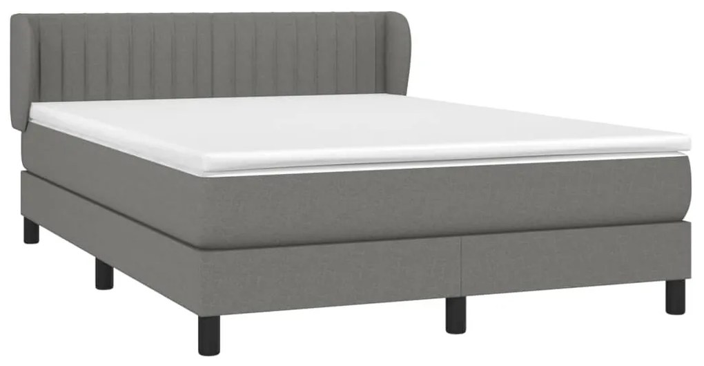 Κρεβάτι Boxspring με Στρώμα Σκούρο Γκρι 140x200 εκ Υφασμάτινο - Γκρι