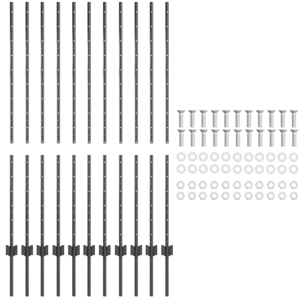 vidaXL Πό posts φράχτη 22 pcs Γκρι 140 cm Ατσάλι