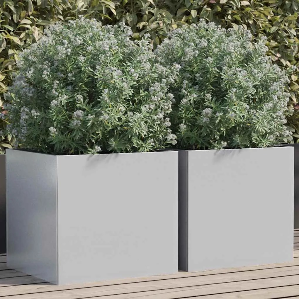 vidaXL Ζαρντινιέρες 2 τεμ. Ασημί 42 x 40 x 39 εκ. Γαλβανισμένο Χάλυβα