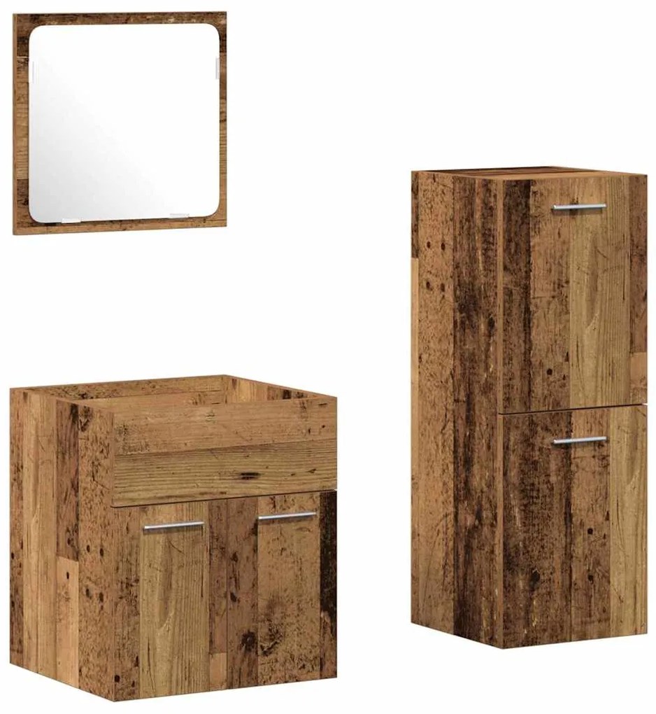 vidaXL Σετ Επίπλων Μπάνιου 3 pcs Παλιό Ξύλο Επεξεργασμένο ξύλο