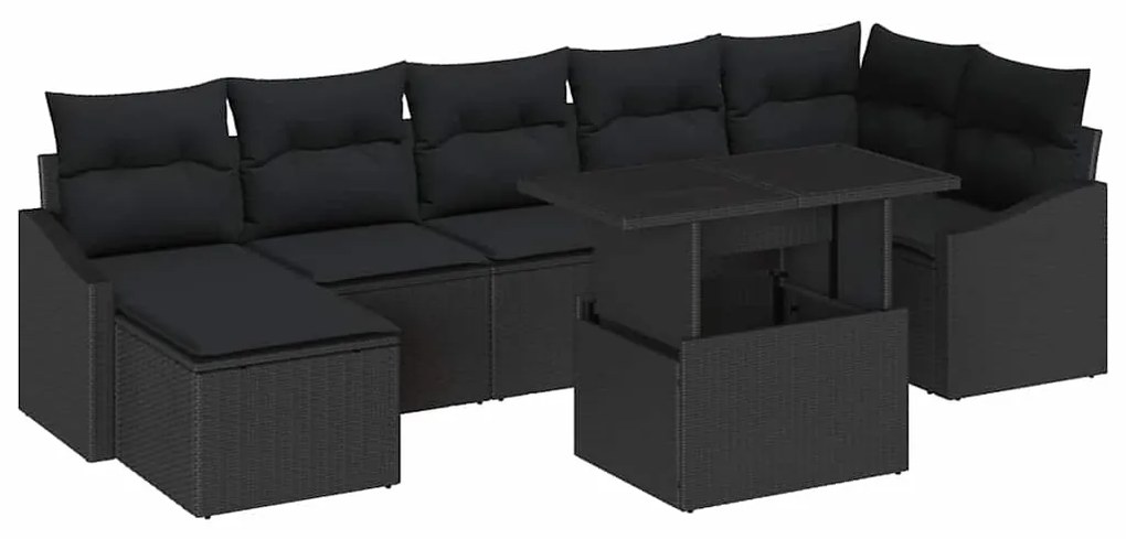 vidaXL Σετ Καναπέ Κήπου με μαξιλάρι 8 pcs Μαύρο συνθετικό ρατάν