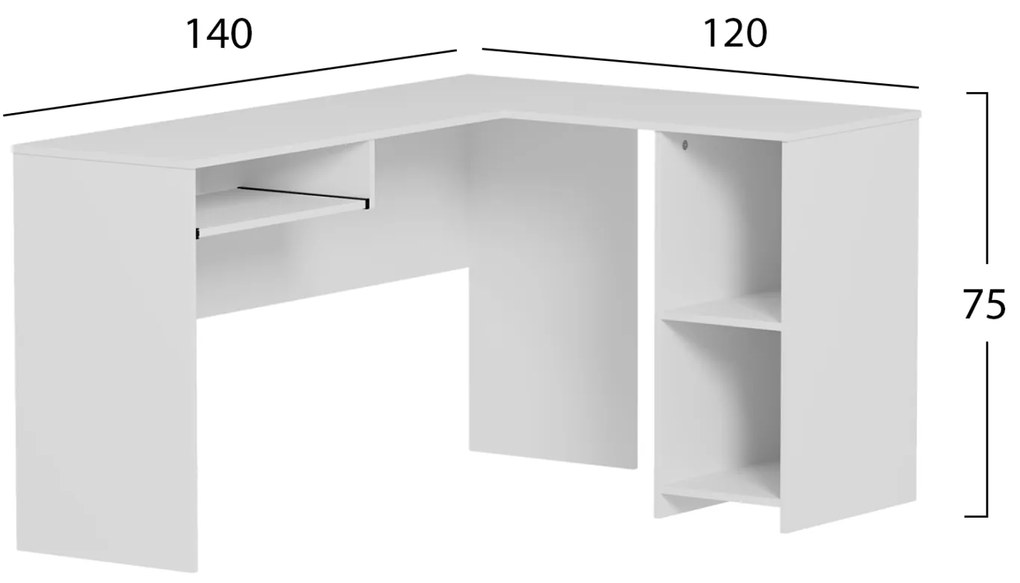 ΓΩΝΙΑΚΟ ΓΡΑΦΕΙΟ SHIG HM2135.03 MDF ΣΕ ΛΕΥΚΟ 140x120x75Υεκ - 0535531 - HM2135.03