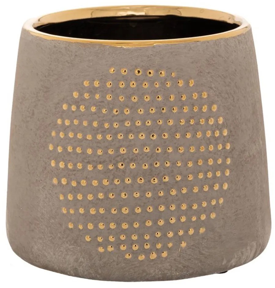 Κασπώ Με Γείσο 84486 15x13cm Gold-Grey Κεραμικό