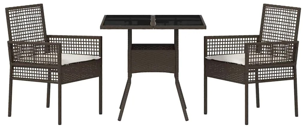 vidaXL Σέτ φαγητού για κήπο 3 pcs Καφέ συνθετικό ρατάν