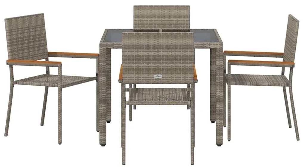 vidaXL Σέτ φαγητού για κήπο 5 pcs Γκρι συνθετικό ρατάν