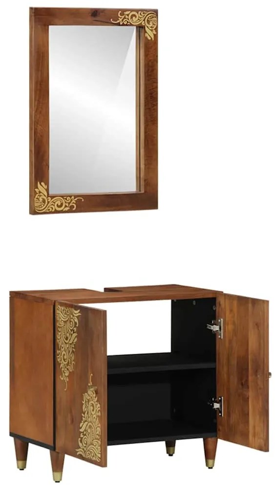 vidaXL Σετ Επίπλων Μπάνιου Επιτοίχιο 2 pcs Καφέ 62 x 33 x 58 εκ.
