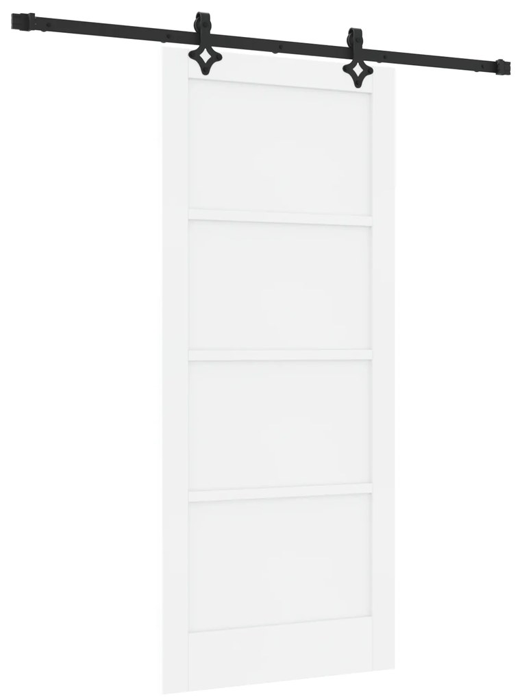 vidaXL Συρόμενη Πόρτα με Εξαρτήματα Λευκή 86x198.5 εκ. Σκληρό Ξύλο Πεύκο