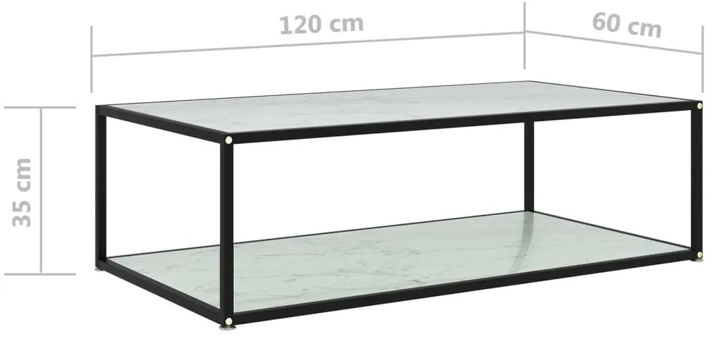 vidaXL Τραπεζάκι Σαλονιού Λευκό 120 x 60 x 35 εκ. από Ψημένο Γυαλί