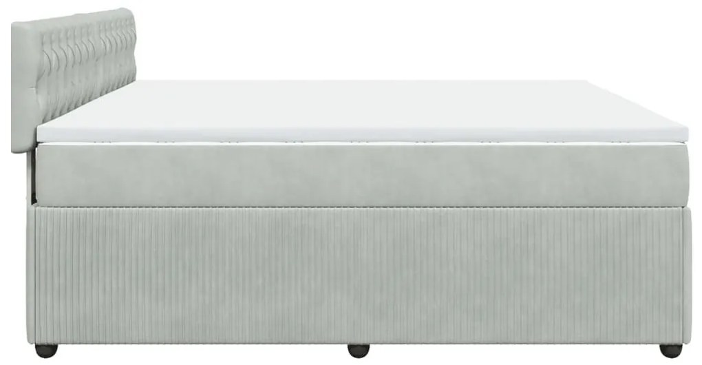 Κρεβάτι Boxspring με Στρώμα Ανοιχτό Γκρι 180x200 εκ. Βελούδινο - Γκρι