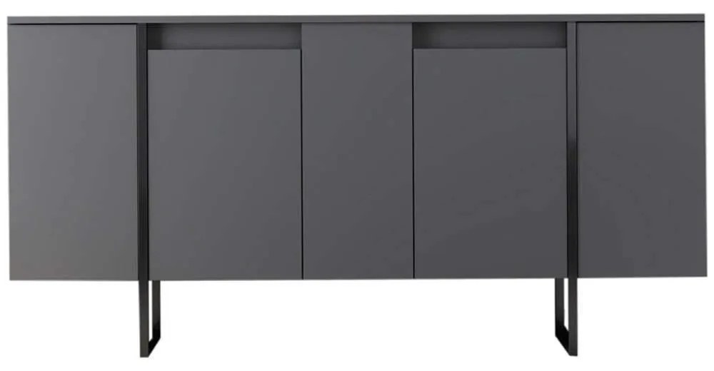 Μπουφές Luxe 618BLY1175 160x35x80cm Anthracite-Black Melamine, Metal