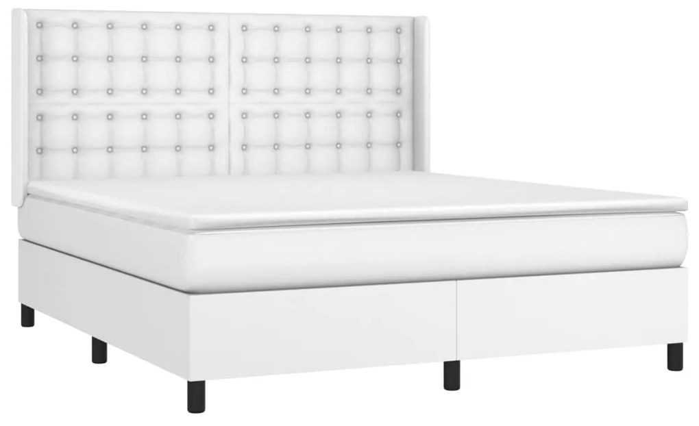 ΚΡΕΒΑΤΙ BOXSPRING ΜΕ ΣΤΡΩΜΑ &amp; LED ΛΕΥΚΟ 160X200 ΕΚ. ΣΥΝΘ. ΔΕΡΜΑ 3139392