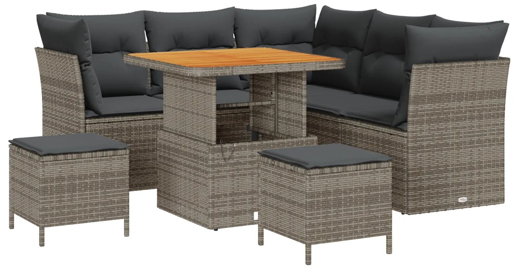 vidaXL Σετ Καναπέ Κήπου Ρυθμιζόμενο ύψος 8 pcs Γκρι συνθετικό ρατάν