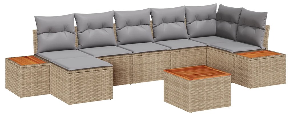 vidaXL Σετ Καναπέ Κήπου 8 pcs Μπεζ 55 x 55 x 37 εκ. PE ρατάν