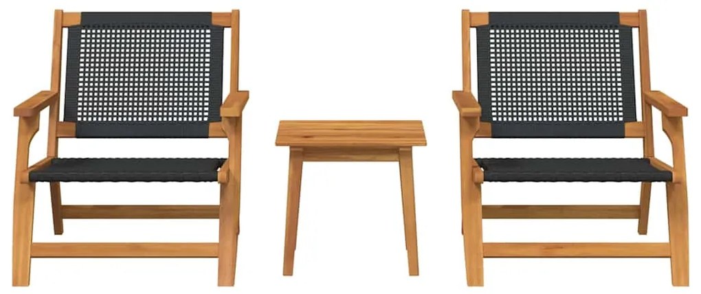 vidaXL Κήπου Καρέκλες με Τραπέζι 3 pcs Μαύρο 45 x 45 x 40 cm