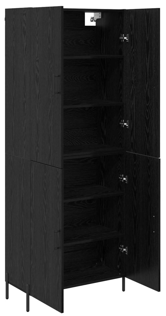 vidaXL Highboard Μαύρη Οξυά 69,5 x 34 x 180 εκ. Επεξεργασμένο ξύλο