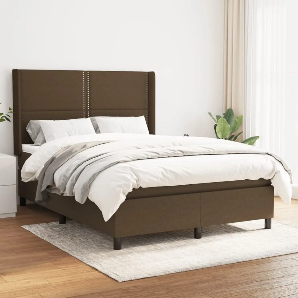 ΚΡΕΒΑΤΙ BOXSPRING ΜΕ ΣΤΡΩΜΑ ΣΚΟΥΡΟ ΚΑΦΕ 140X200 ΕΚ ΥΦΑΣΜΑΤΙΝΟ 3131356