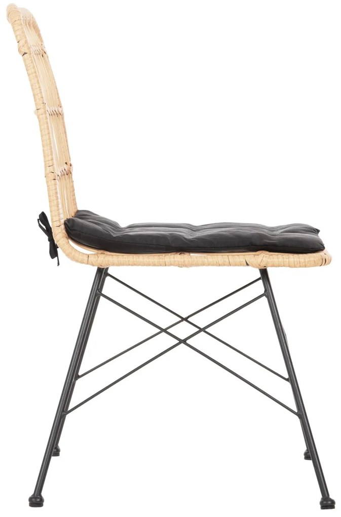 Καρέκλα ALLEGRA C5451.11 Μεταλλική με Μαξιλάρι Μαύρο και Wicker Μπέζ 52x51.5x83.5Yεκ. 52x51.5x83.5 εκ.