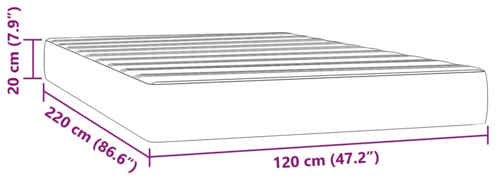 Στρώμα με Pocket Springs Ανοιχτό Γκρι 120x220x20 εκ. Βελούδινο - Γκρι