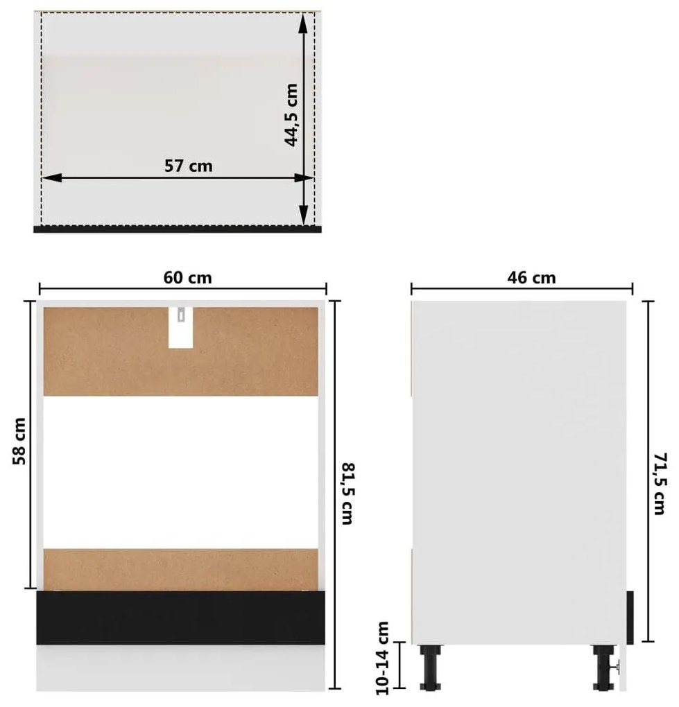 Ντουλάπι για Φούρνο Μαύρο 60x46x81,5 εκ. Επεξ. Ξύλο - Μαύρο