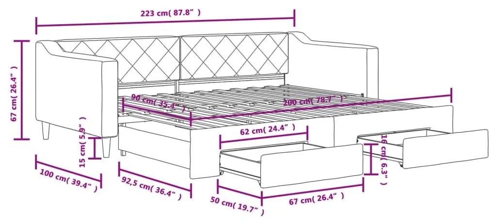 Καναπές Κρεβάτι Συρόμενος Taupe 90x200 εκ. Ύφασμα &amp; Συρτάρια - Μπεζ-Γκρι