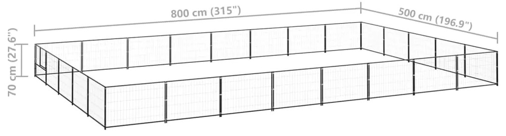 vidaXL Σπιτάκι Σκύλου Μαύρο 40 μ² Ατσάλινο