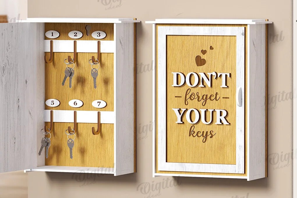 Intra απο ξύλο plywood 3mm-4mm πάχος 3D Key Organizer Box Δίασταση 30x20 cm INTRAFABR-121598803