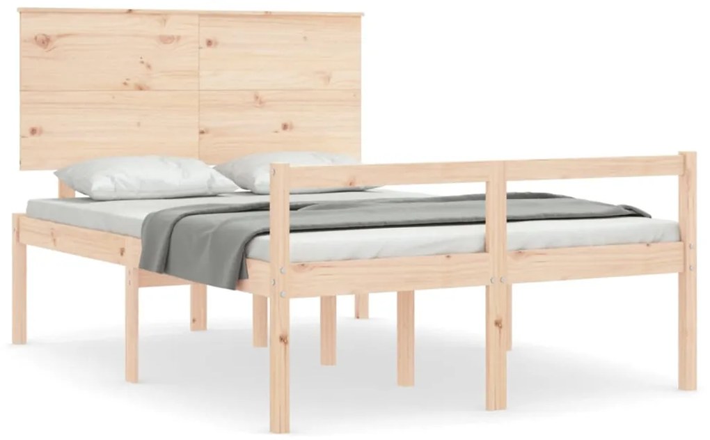 vidaXL Κρεβάτι Ηλικιωμένου με Κεφαλάρι 140 x 190 εκ. από Μασίφ Ξύλο