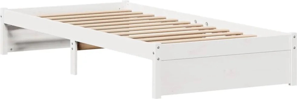 vidaXL Bed Frame Λευκό 75 x 190 cm Solid pinewood