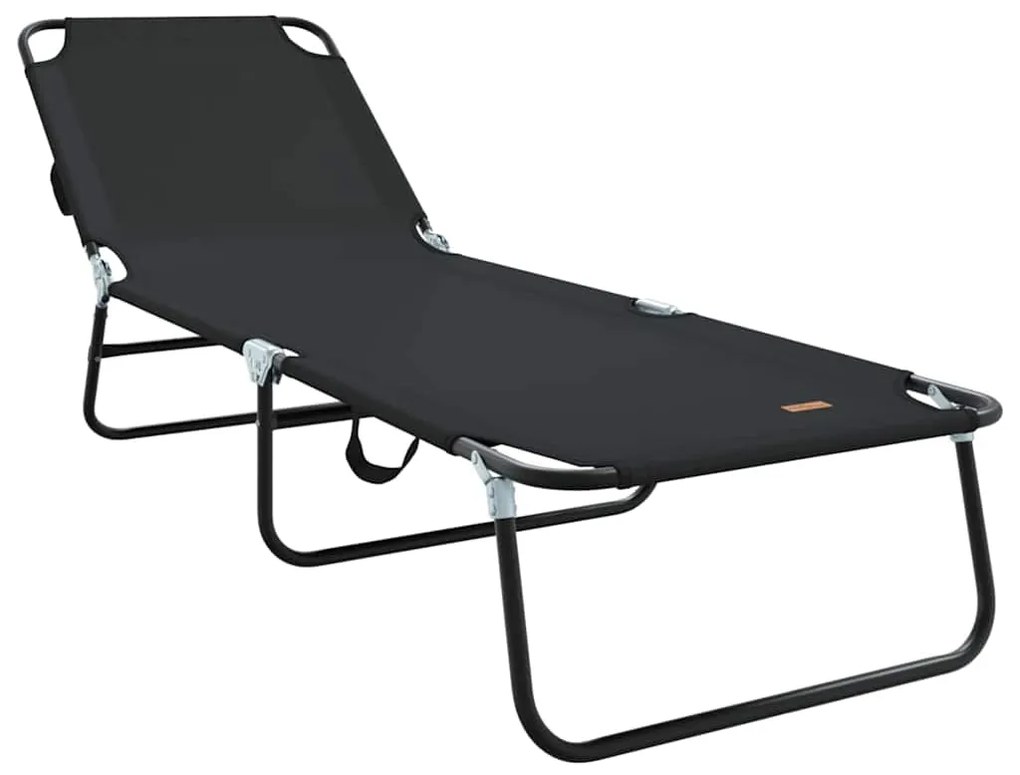 vidaXL Πτυσσόμενη ξαπλώστρα 2 pcs Μαύρο 56 x 189 x 87 εκ. ύφασμα