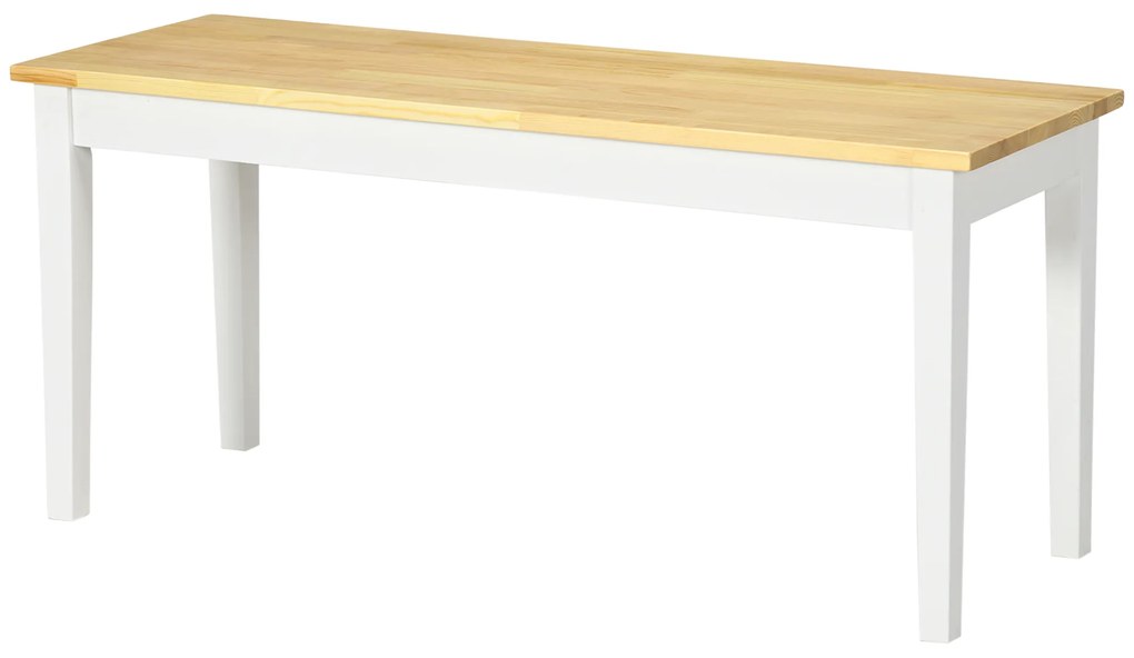 Πάγκος ξύλινος πάγκος 2θέσιος, μασίφ ξύλο, βερνικωμένο, Φυσικό+ Λευκό