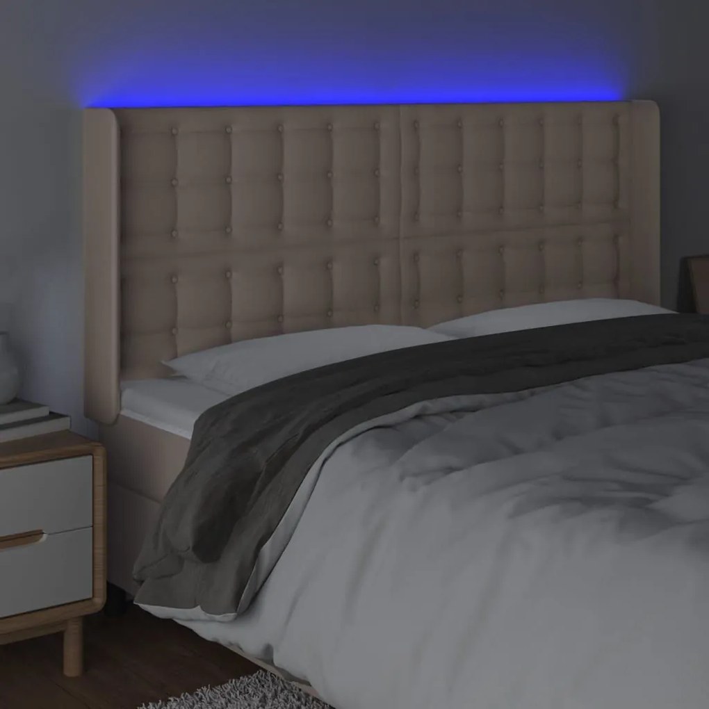 Κεφαλάρι Κρεβατιού LED Καπουτσίνο 163x16x118/128 εκ - Καφέ