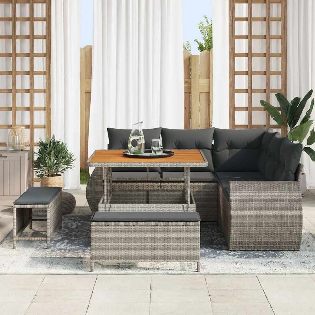 vidaXL Σετ Καναπέ Κήπου με μαξιλάρι 8 pcs Γκρι 100 x 100 x 71 cm