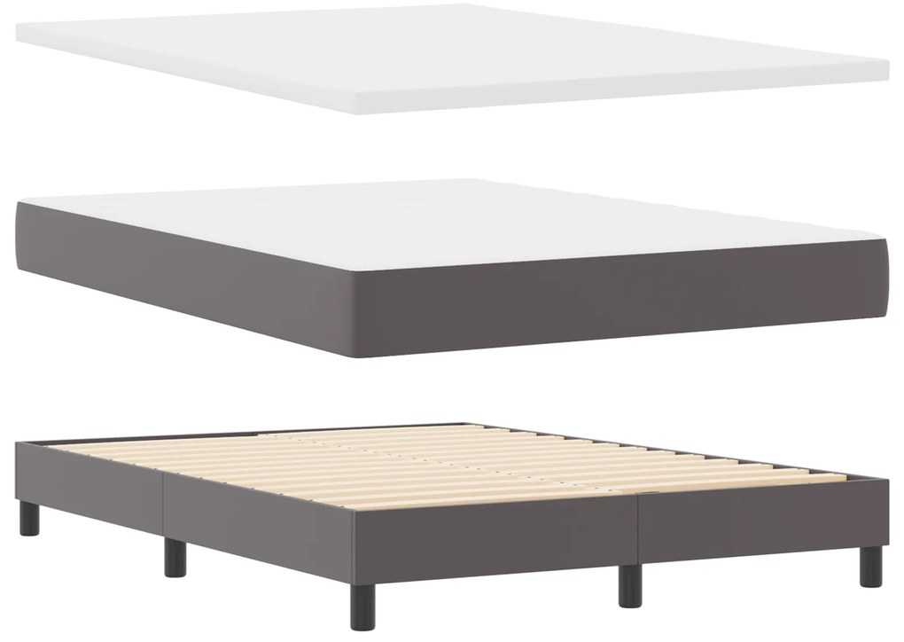 vidaXL Kρεβάτι με ελατήρια και στρώμα σε γκρι, 160x200 εκ, ψεύτικο δέρμα
