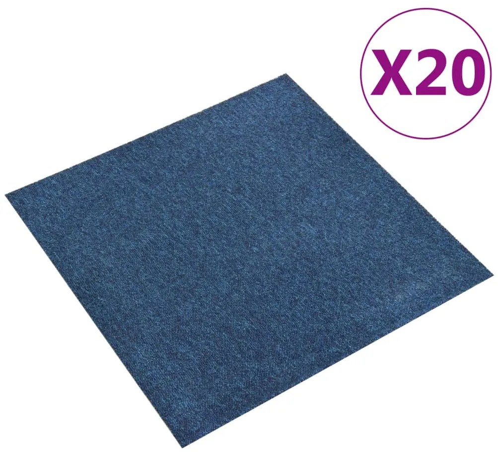 vidaXL Μοκέτα Πλακάκι 20 τεμ. Σκούρο Μπλε 5 μ² 50x50 εκ.