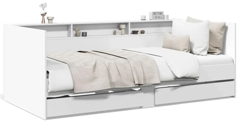 vidaXL Καναπές Κρεβάτι με Συρτάρια Χωρίς Στρώμα Λευκός 90x190 εκ.