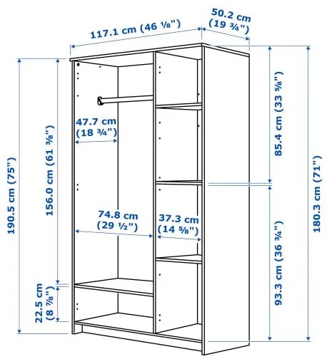 BRIMNES ντουλάπα με 3 πόρτες 404.079.22