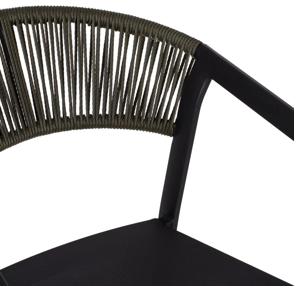 Σκαμπό Μπαρ C5892.04 Ανθρακί Αλουμινίου με Rattan &amp; Textline Χακί 56x58x105Y εκ. 56x58x105 εκ.