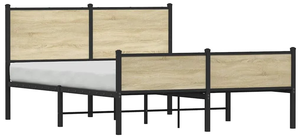 vidaXL Σκελετός Κρεβ. Χωρίς Στρώμα Sonoma Δρυς 150x200 εκ. Μεταλλικό
