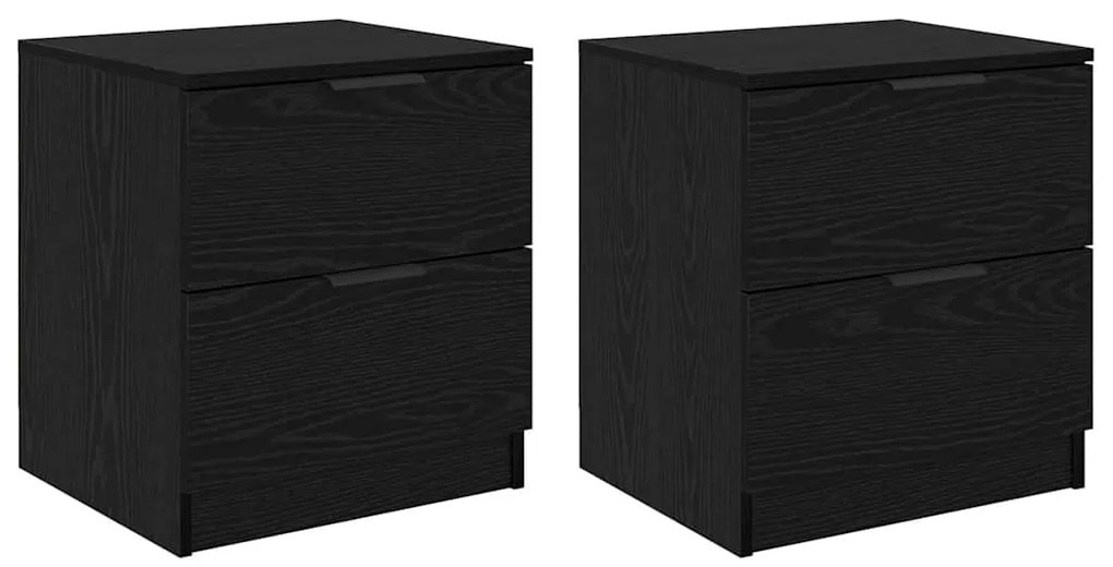 vidaXL Κομοδίνο 2 pcs Μαύρη δρυς 45 x 39 x 50 εκ. Επεξεργασμένο ξύλο