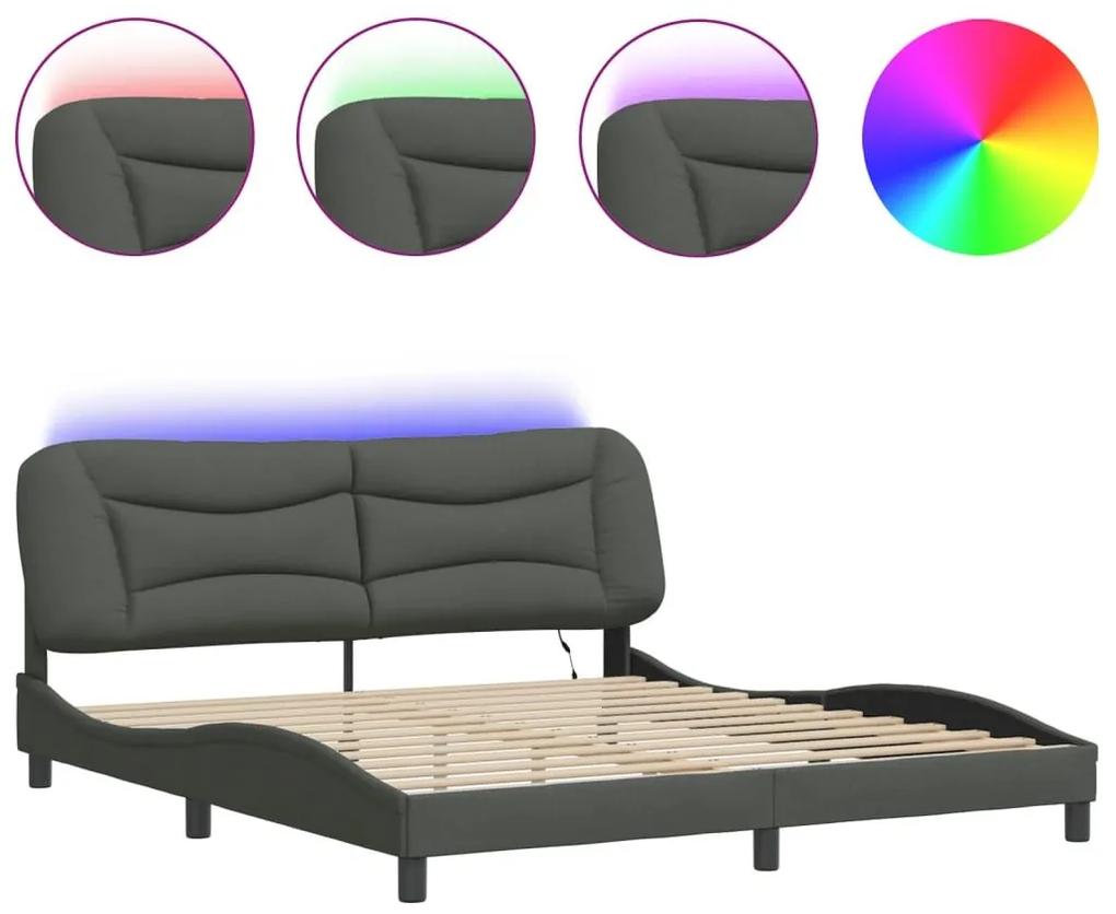 Πλαίσιο Κρεβατιού με LED Σκούρο Γκρι 180x200 εκ. Υφασμάτινο - Γκρι