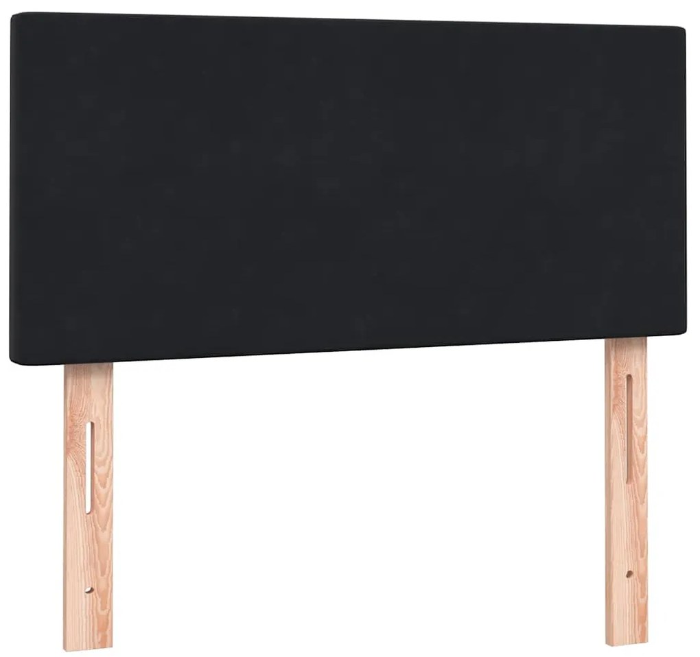 vidaXL Κρεβάτι Boxspring με Στρώμα Μαύρο 80x220 εκ. Βελούδινο