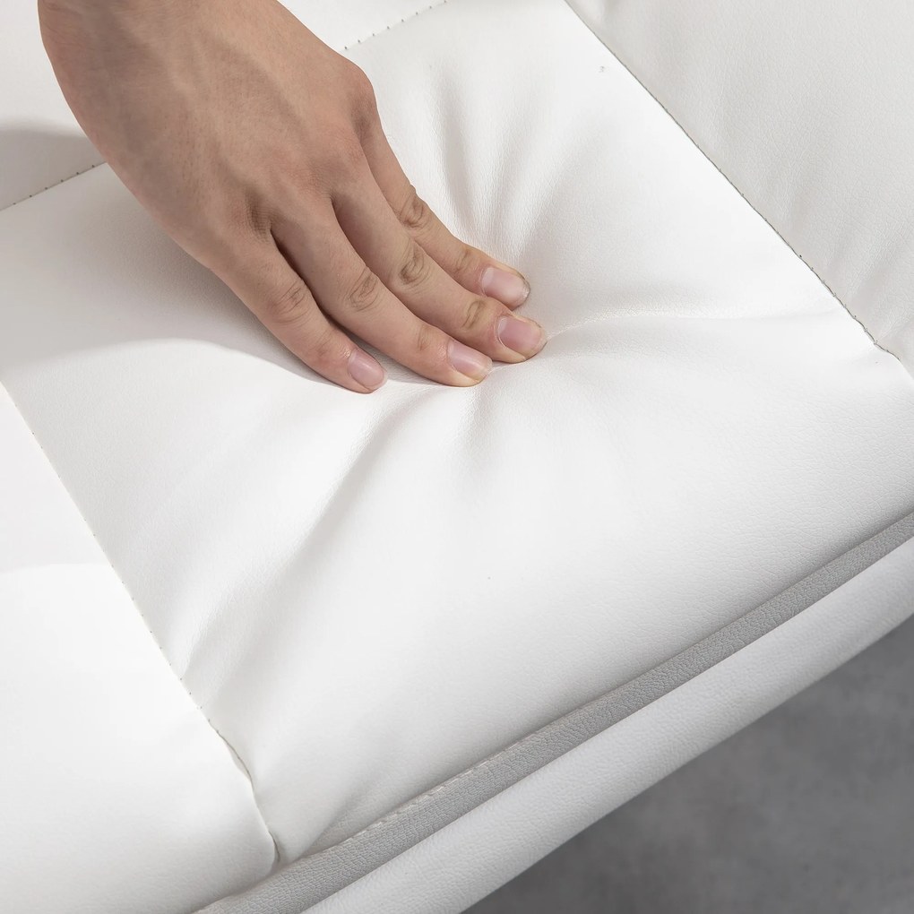 HOMCOM Εργονομική καρέκλα γραφείου, ρυθμιζόμενο ύψος 48-56 cm, κεκλιμένη πλάτη, υποπόδιο, λευκό