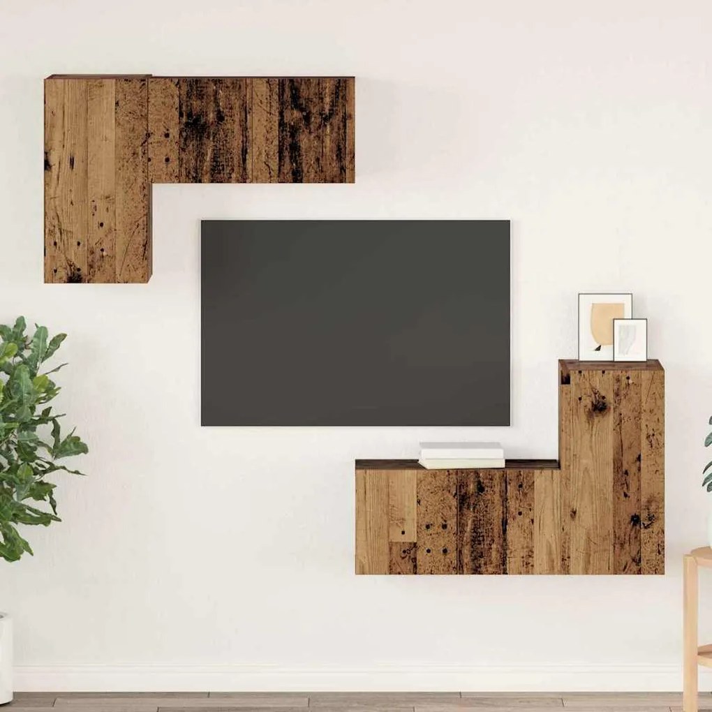 vidaXL Σετ επίπλου τηλεόρασης 4 pcs Παλαιό ξύλο 60 x 30 x 30 cm
