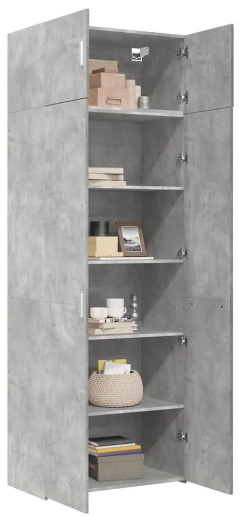 vidaXL Ραφιέρα με Ντουλάπια Γκρι Σκυρ. 80x35,5x180 εκ. από Επεξ. Ξύλο
