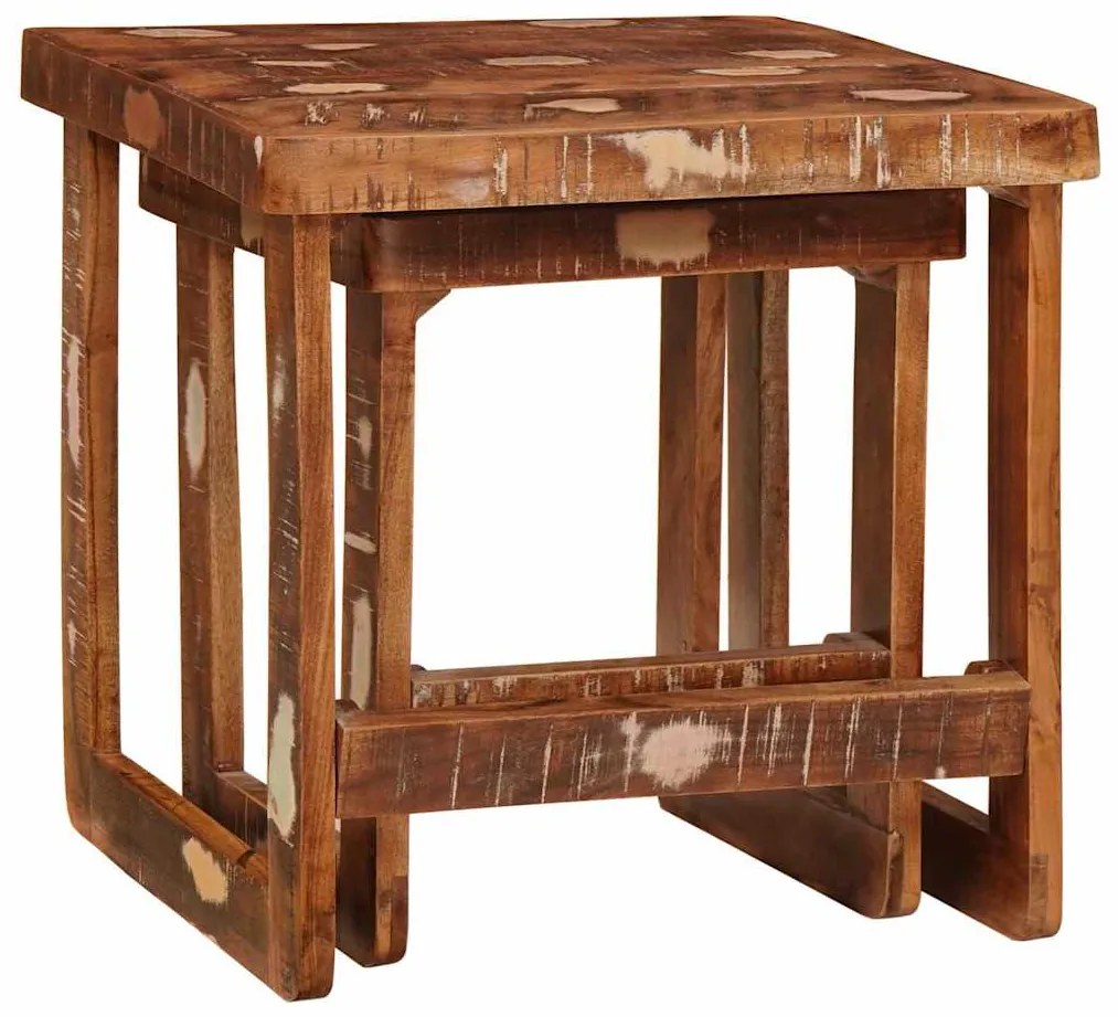 vidaXL Ένθετα τραπέζια 2 pcs 46 x 46 x 45 εκ. Στερεό Ανακτηθέν Ξύλο