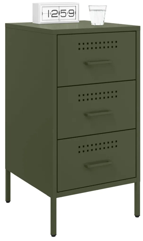 vidaXL Κομοδίνα 2 τεμ. Πράσινο Λαδί 36x39x68 εκ. από Χάλυβα
