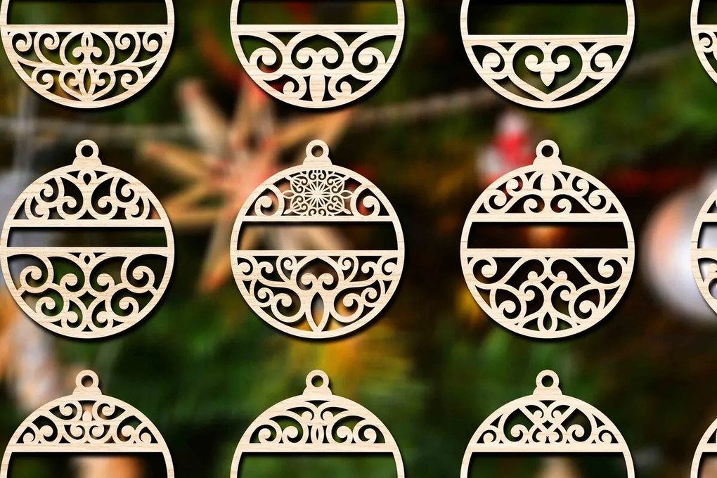 Σετ των 3 Intra απο ξύλο plywood 3mm-4mm πάχος Χριστουγεννιάτικο Στολίδι Bundle5 Δίασταση 8x8 cm INTRAFABR-76788478