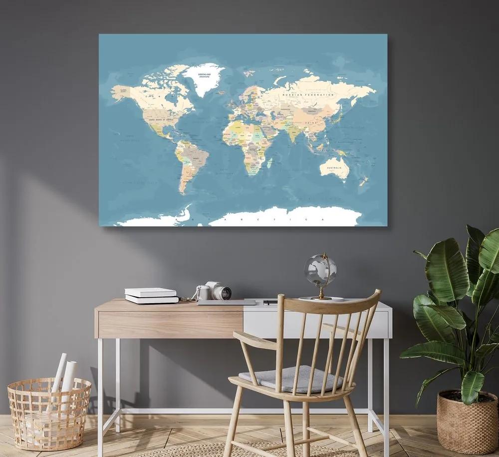 Εικόνα στο φελλό του μοντέρνου vintage παγκόσμιου χάρτη - 120x80  arrow