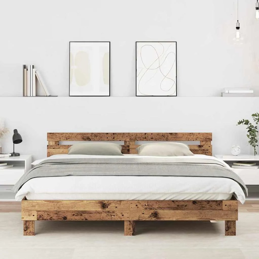 vidaXL Σκελετός Κρεβατιού Παλιό Ξύλο 180 x 200 cm Επεξεργασμένο ξύλο